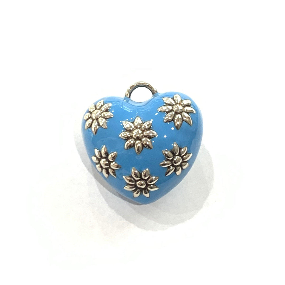 Capodagli charm cuore margherite grande argento 925 smalto azzurro CUORE-G-Az - Capodagli 1937