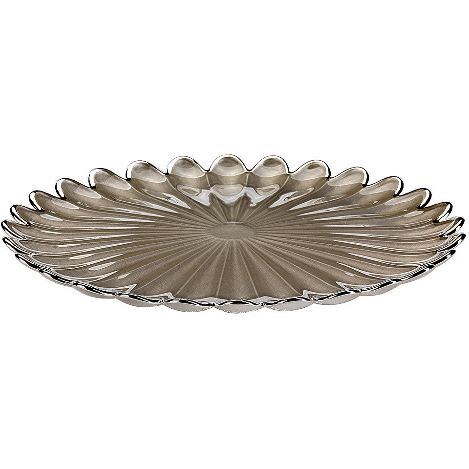 Ottaviani Silver Glass Dish Margherita Sand 33 cm 800368c