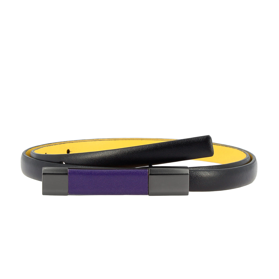 Dudu Woman Belt in Real Leather Made in Italy Two -TONE H 12mm Shortable spona s špendlíkem