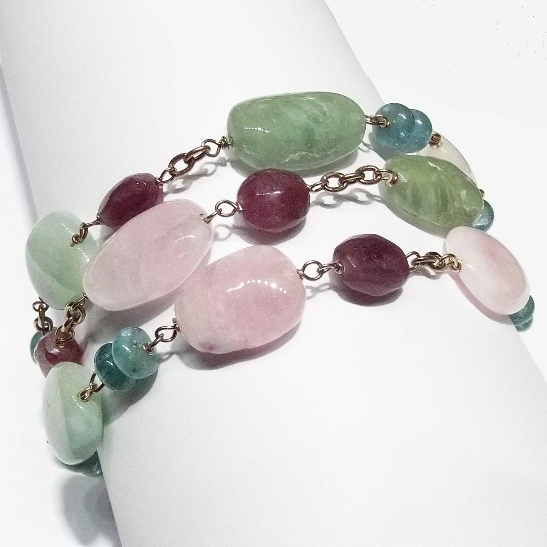 Crisor-Armband, 925er Silber, PVD-Finish, Roségold, Aquamarin, Turmaline, Jade BR 01 – Capodagli 1937