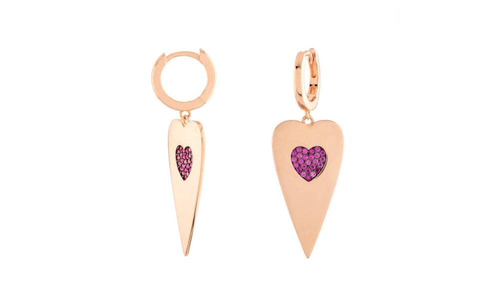 Cuori Milano orecchini a cerchio Rose Cuore Rosso Rubino Navigli Collection argento 925 finitura PVD oro rosa 24833257 - Capodagli 1937