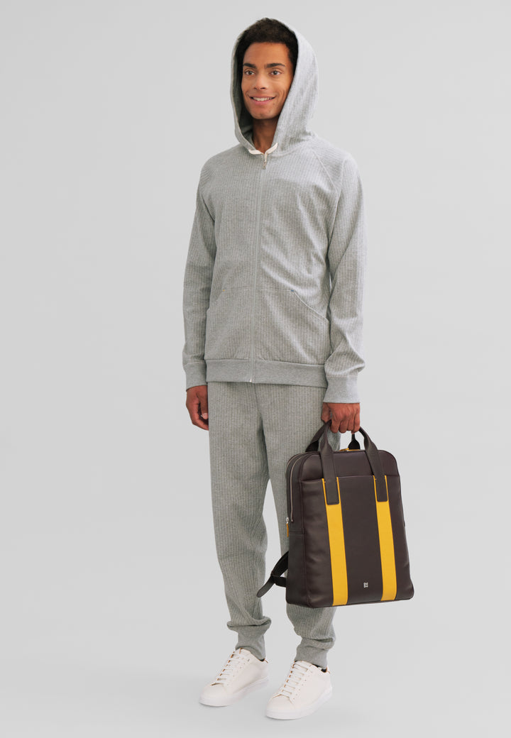 DuDu Ægte læder mænds rygsæk, pc -rygsæk op til 16 ”, tabletholder, rejsekacksæk med elegant farverig forretning med vognangreb