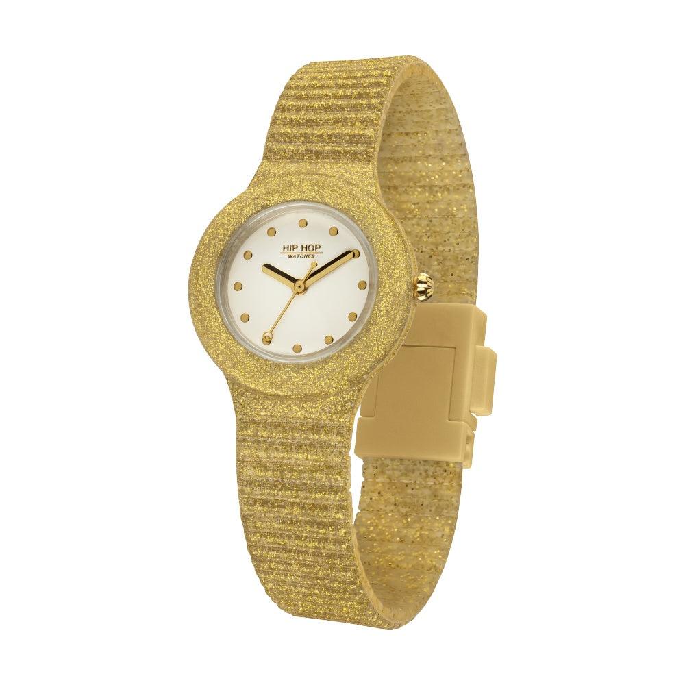 Hip Hop orologio Sparkling Mania Light Gold 32mm quarzo silicone HWU0968 - Gioielleria Capodagli