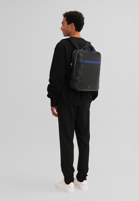 DuDu PC -rygsæk op til 16 ”i mænds rigtige læder, elegant rejse rygsæk stor kapacitet med vognstøtte