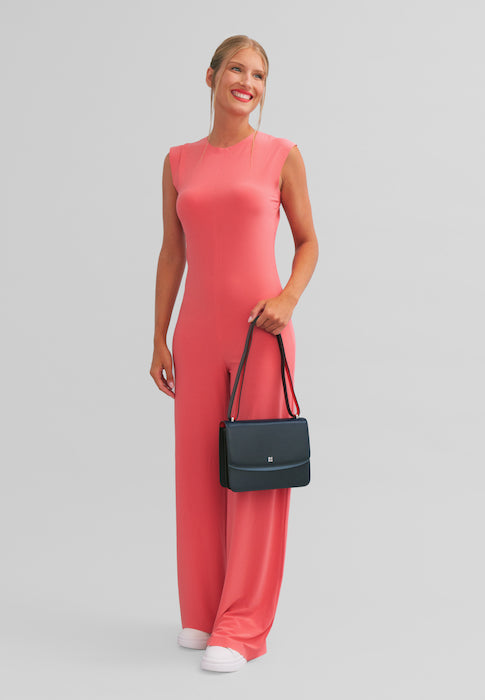 DuDu Worka damska ze średnim paskiem na ramię w skórze Made In Włosze, sztywna torba elegancka design z 2 przedziałami klapki