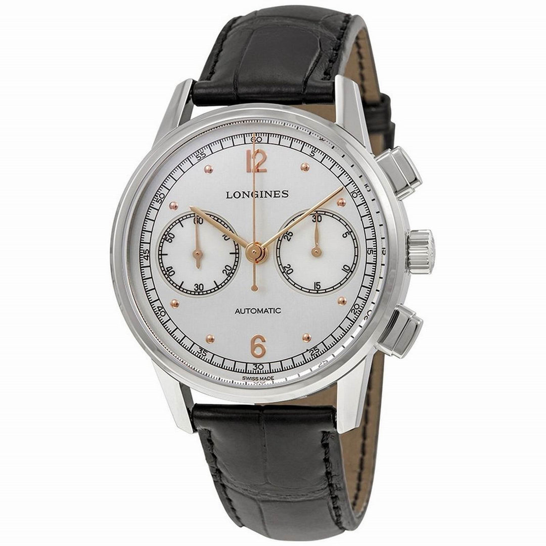 Longines Heritage Chronograph Uhr 1940 Silber Automatik Stahl L2.814.4.76.0 - Gioielleria Capodagli
