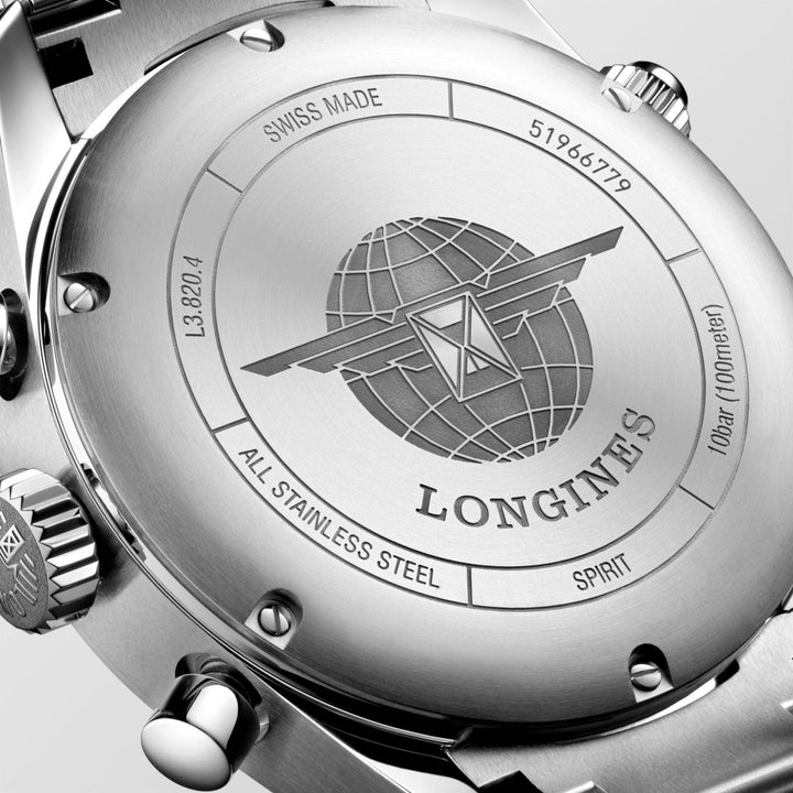 Longines watch Spirit chronograph 42mm black matt automatic steel L3.820.4.53.6 - Gioielleria Capodagli
