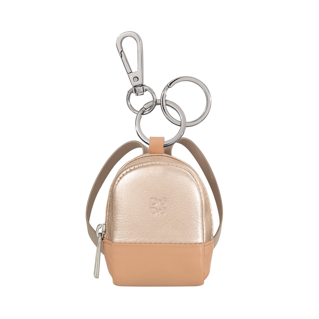 DuDu Porte-monnaie Porte-clés en cuir pour femme, Design Mini Backpacker, Double anneau et mousqueton pour les clés