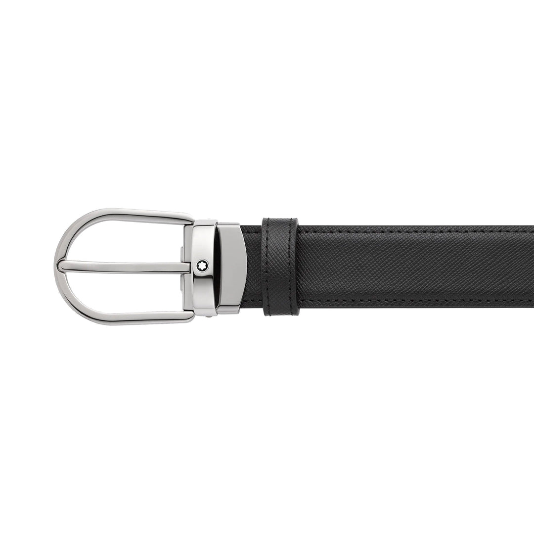 Montblanc belt 30mm reversible horseshoe buckle Sartorial leather black/blue 128763 - Capodagli 1937