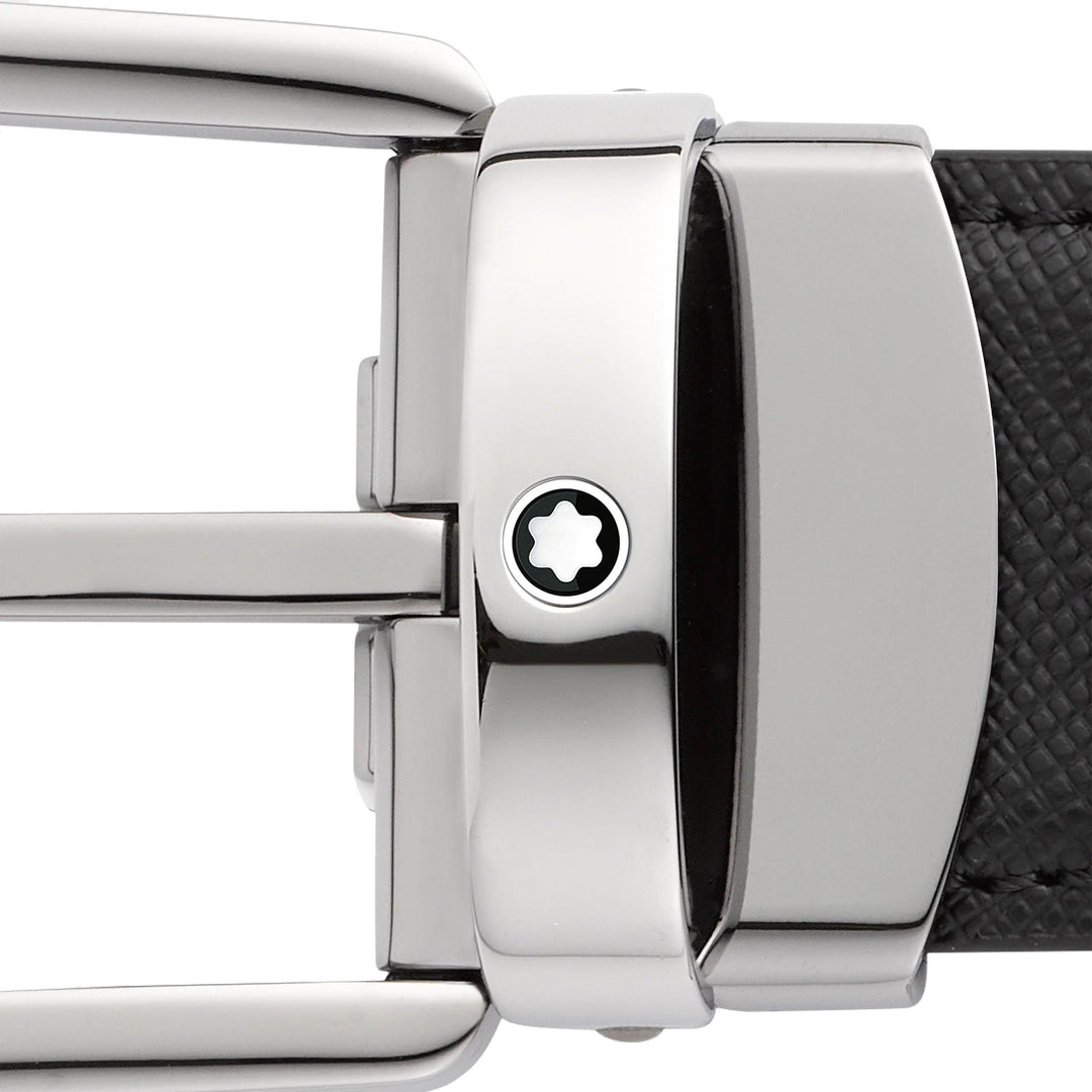 Montblanc belt 30mm reversible horseshoe buckle Sartorial leather black/blue 128763 - Capodagli 1937