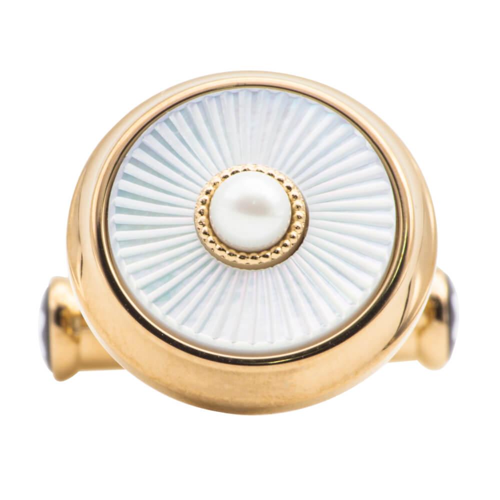 Boutons de manchette Montblanc Hommage à Victoria et Albert acier finition or nacre 129495 - Capodagli 1937