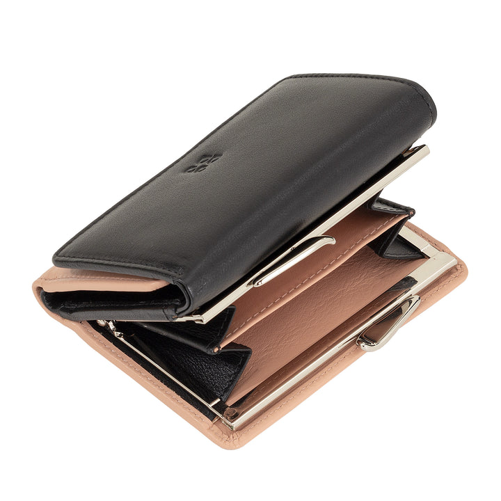 DUDU Women's Small Leather RFID Wallet with Clip Coin Wallet Compact 8 Card Holder Card Card Cards