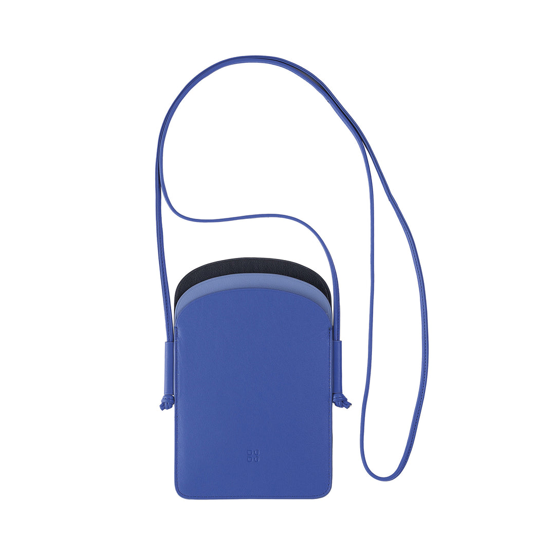 DuDu Handyhalter von Neckfrau in Leder, Doppel -Smartphone -Haltertasche, Fliesenhaltertasche, verstellbarer Spitzenschultergurt