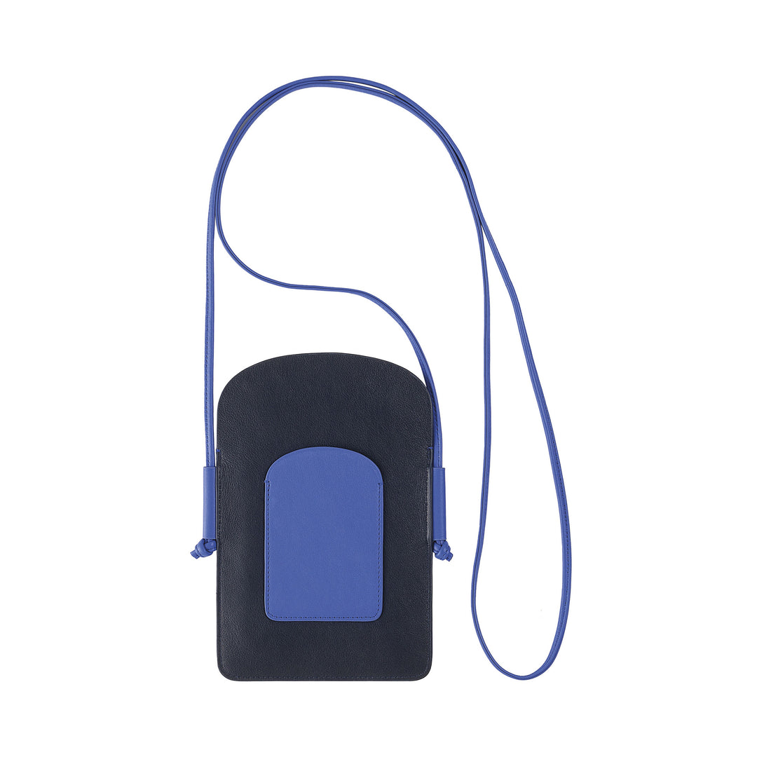 DuDu Mobiltelefonholder fra nakkekvinde i læder, dobbelt smartphone holderlomme, fliserelomme, justerbar blonder skulderrem