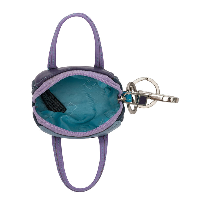 DuDu Klíčová držák dveří v barevné kožené mini tašce se zipem zipu a karabinem