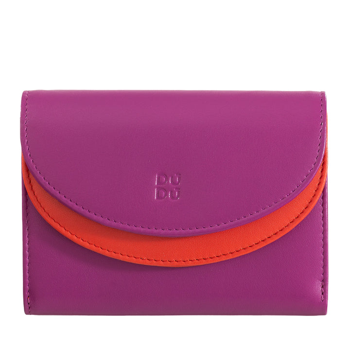 DuDu World World True RFID -Leder mit Portamonete, farbenfrohe Brieftasche mit Doppelklappenhalter -Kredit -Kreditbanknoten