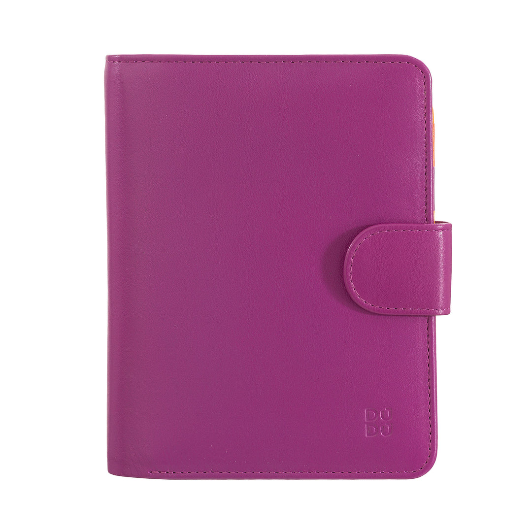DuDu Dámská peněženka v barevném zámku měkké kožené RFID s držákem na zip a držitelem kreditní karty