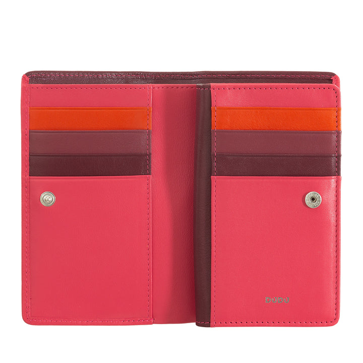 DuDu Omalování ženské peněženky RFID ve vícebarevné kůži s držáky na zip, kapsami držitelů karet a kartami