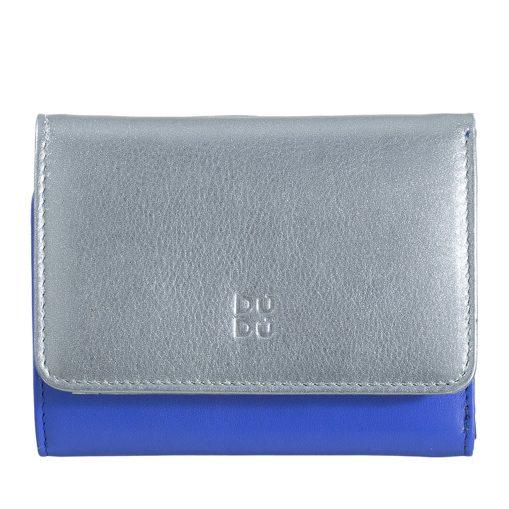 DuDu Tegnebog tegnebog RFID lille trifold metallisk lyserød læder med tacklinger og kreditkortkort