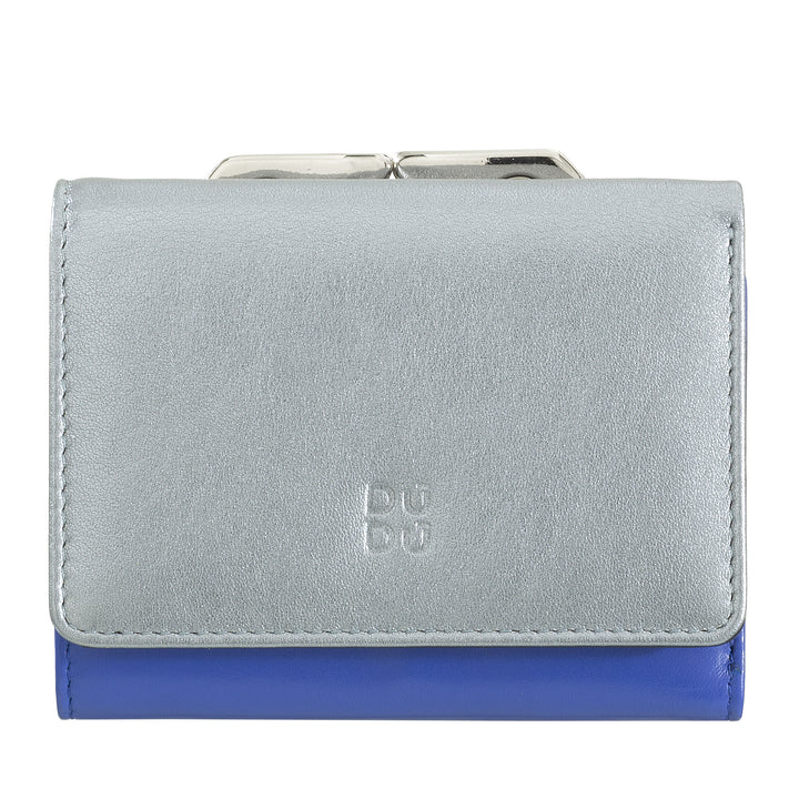 DuDu Small Women's Wallet in Soft Leather Skull RFID, klik Clace Click, Compact Design, 8 kortkortpakker