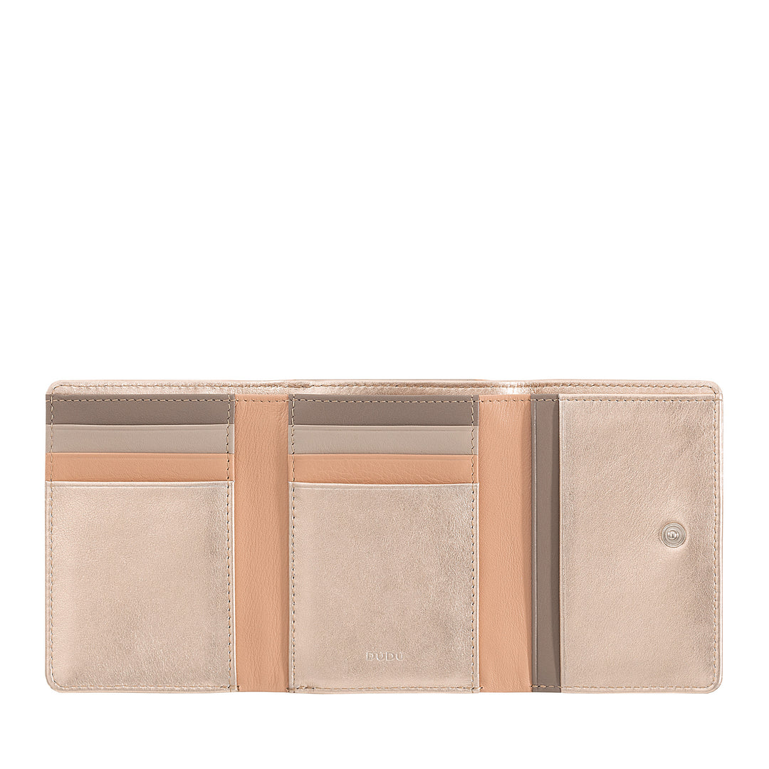 DuDu Peněženka pro malé dámské v měkké kožené lebce RFID, klikněte na CLACE CLAK, kompaktní design, 8 karetních balíčků