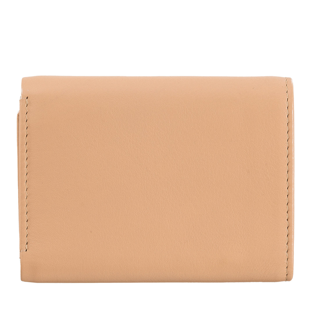 DuDu Lille lyserød kvinde tegnebog i ægte læder, kompakt metallisk designportefølje med døre