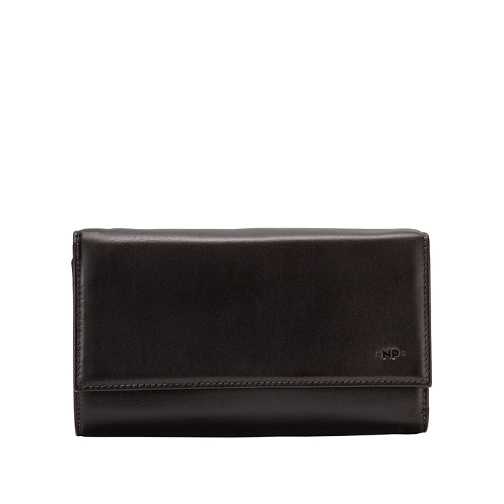 Nuvola Leather Peněženka Žena Velká kapacita v pravé multitické kůži s držitelem držitele kreditní karty