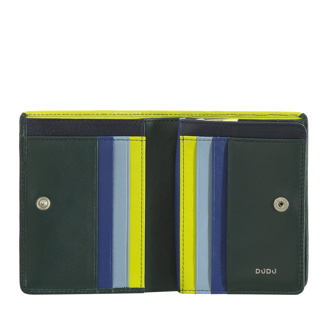 DuDu Små kvinders tegnebog af farverig læderholder indehaver og fliser med lynlåsholder og knap
