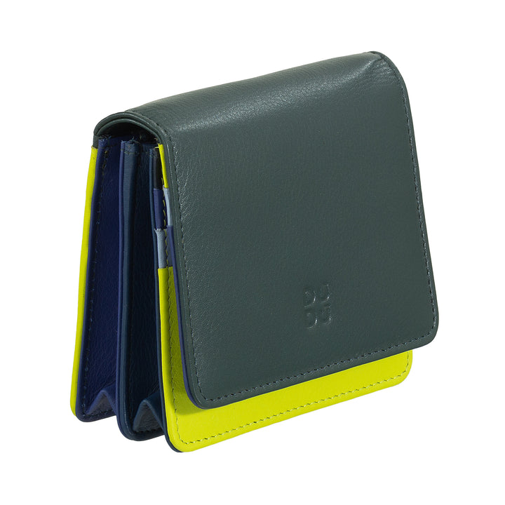 DuDu Mały portfel damski w skok skórzany Ultra Compact RFID z wewnętrznym zamkiem błyskawicznym i 8 uchwytów kart
