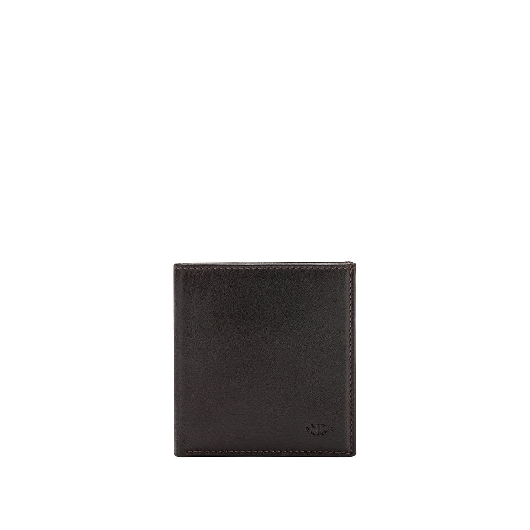 Nuvola Leather Portefeuille Homme Petit Portefeuille en cuir mince avec fermeture à bouton et porte-cartes