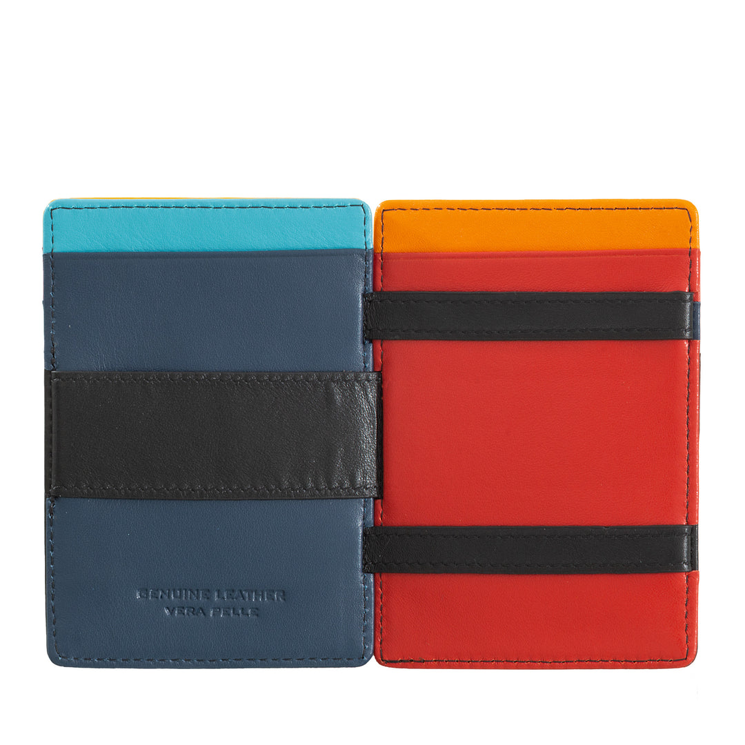 DuDu Magiske tegnebog mænd Magiske tegnebog i farverigt flerfarvet læder med 6 kreditkortpladser