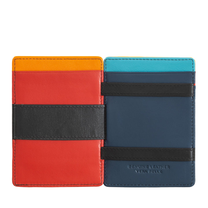DuDu Magiske tegnebog mænd Magiske tegnebog i farverigt flerfarvet læder med 6 kreditkortpladser