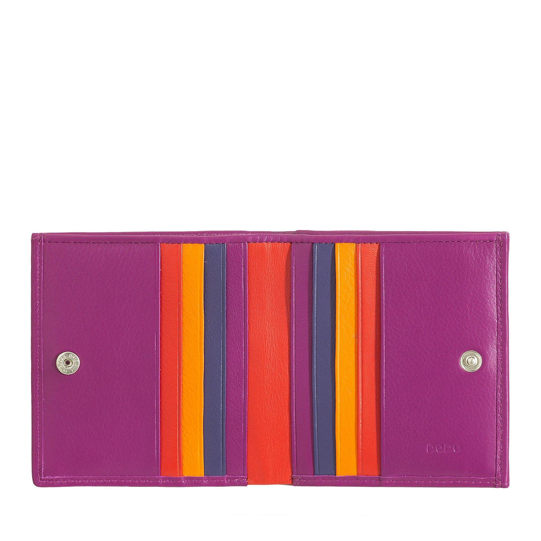 DUDU Multicolor Leather RFID Wallet Card and Coin Holder