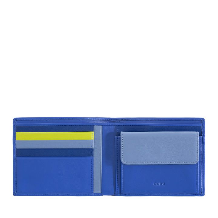 DuDu RFID -mænds tegnebog i farvet Nappa -læder med portamonete og kortholder