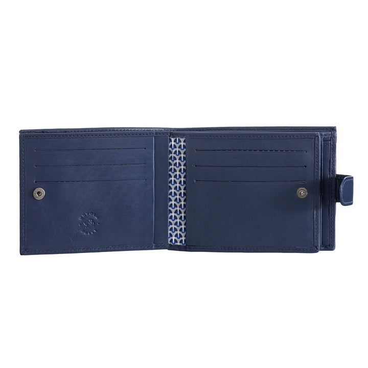 Skórzany portfel Nuvola dla mężczyzn w miękkiej trifold miękka skóra z uchwytem na drzwi i zamknięciem guzików