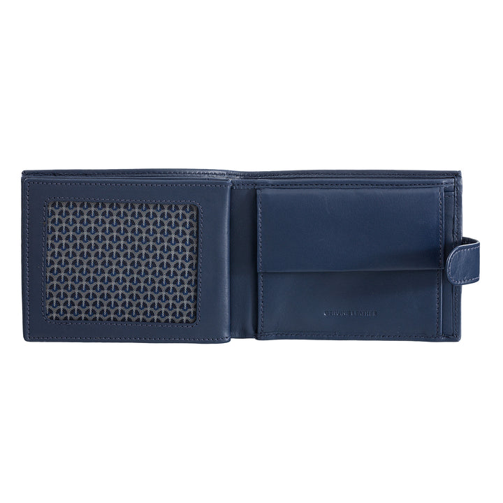 Kožená peněženka Nuvola pro muže v měkké trifold měkké kůže s držákem dveří a uzavřením tlačítek