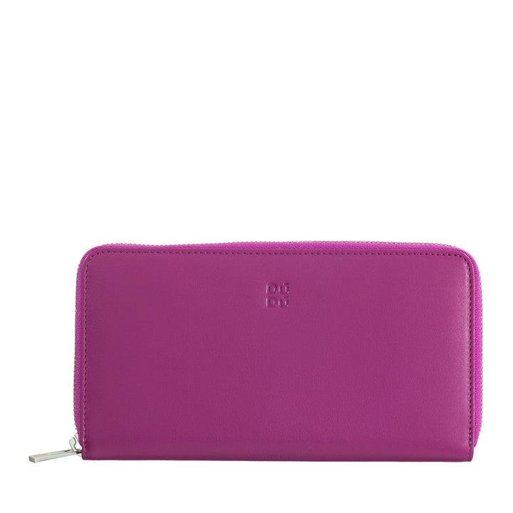 DuDu Skvělá ženská peněženka RFID z barevného koženého zipu vera kolem