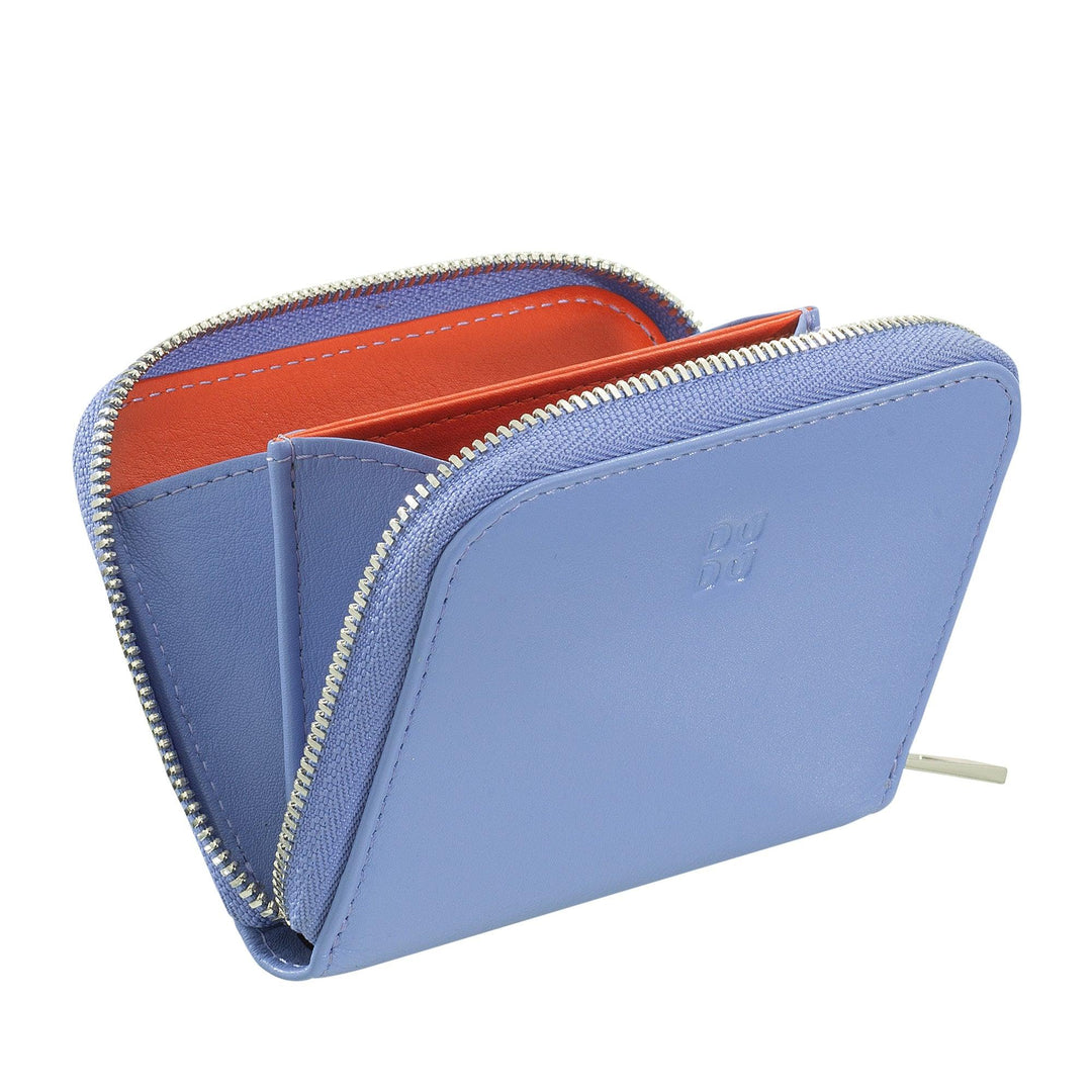 Dudu Portamonete Woman Piccolo Pocket w kolorowej skórze z zamkiem błyskawicznym, kieszenie na uchwyty kart, kompaktowy portfel