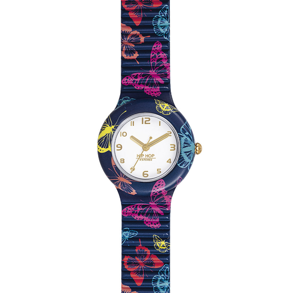 Hip Hop Watch Watch Blue Butterfly Animals Addected Collection 32mm Hwu1059