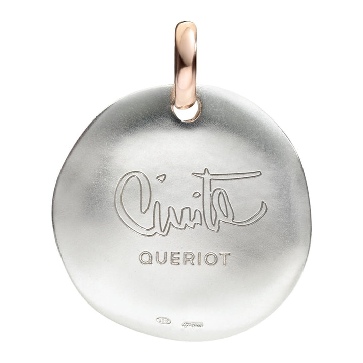 Queriot ciondolo moneta grande I Hope You're Smiling Today argento 925 oro 9kt F12A03M0307 - Gioielleria Capodagli