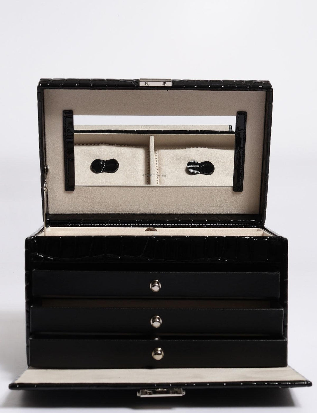 Boîte à bijoux Friedrich23 avec imprimé crocodile Noir 23254-20 - Capodagli 1937