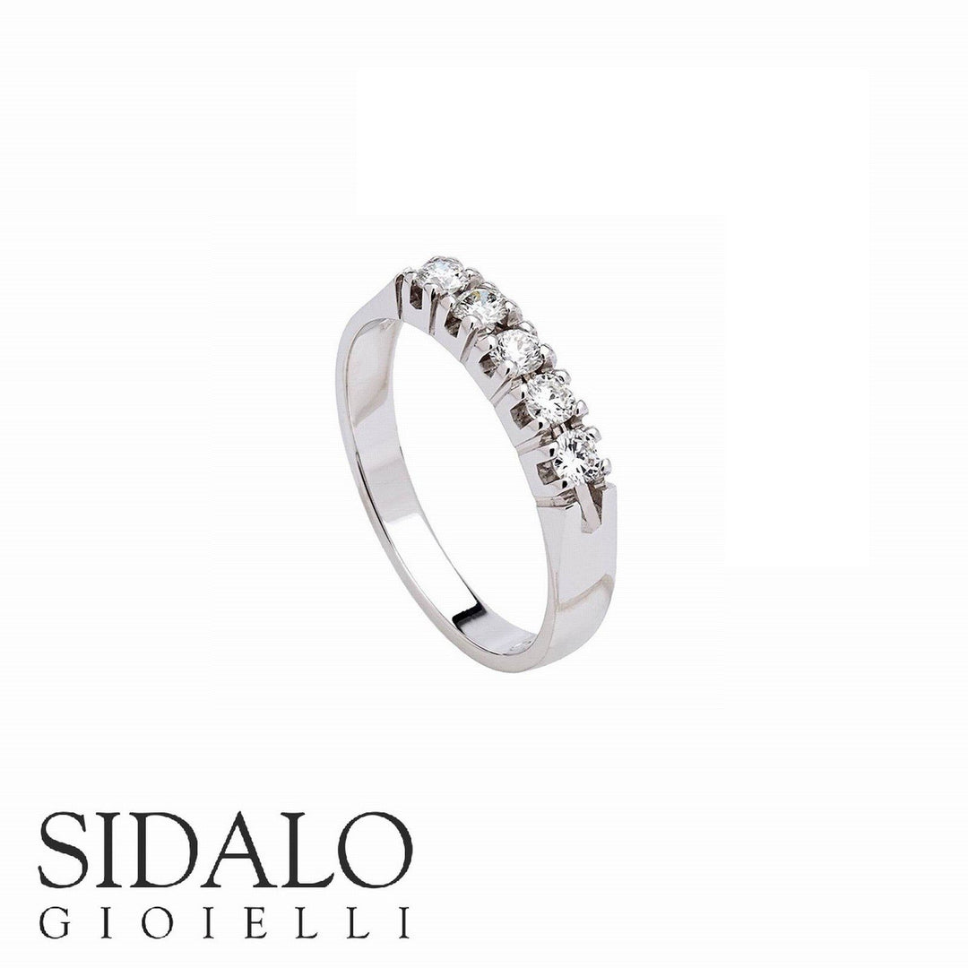 Sidalo fedina Tornita oro bianco 18kt 5 diamanti M1278-035 - Gioielleria Capodagli