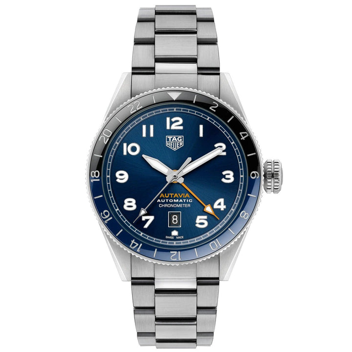 TAG Heuer Uhr Autavia COSC GMT Calibre 7 Limited Edition 42 mm blauer Automatikstahl WBE511A.BA0650 – Capodagli 1937