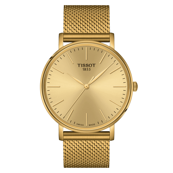 Tissot orologio Everytime Gent 40mm champagne quarzo acciaio finitura PVD oro giallo T143.410.33.021.00 - Capodagli 1937