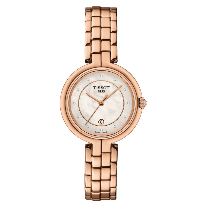 Tissot orologio Flamingo 30mm madreperla quarzo acciaio finitura PVD oro rosa T094.210.33.116.02 - Capodagli 1937