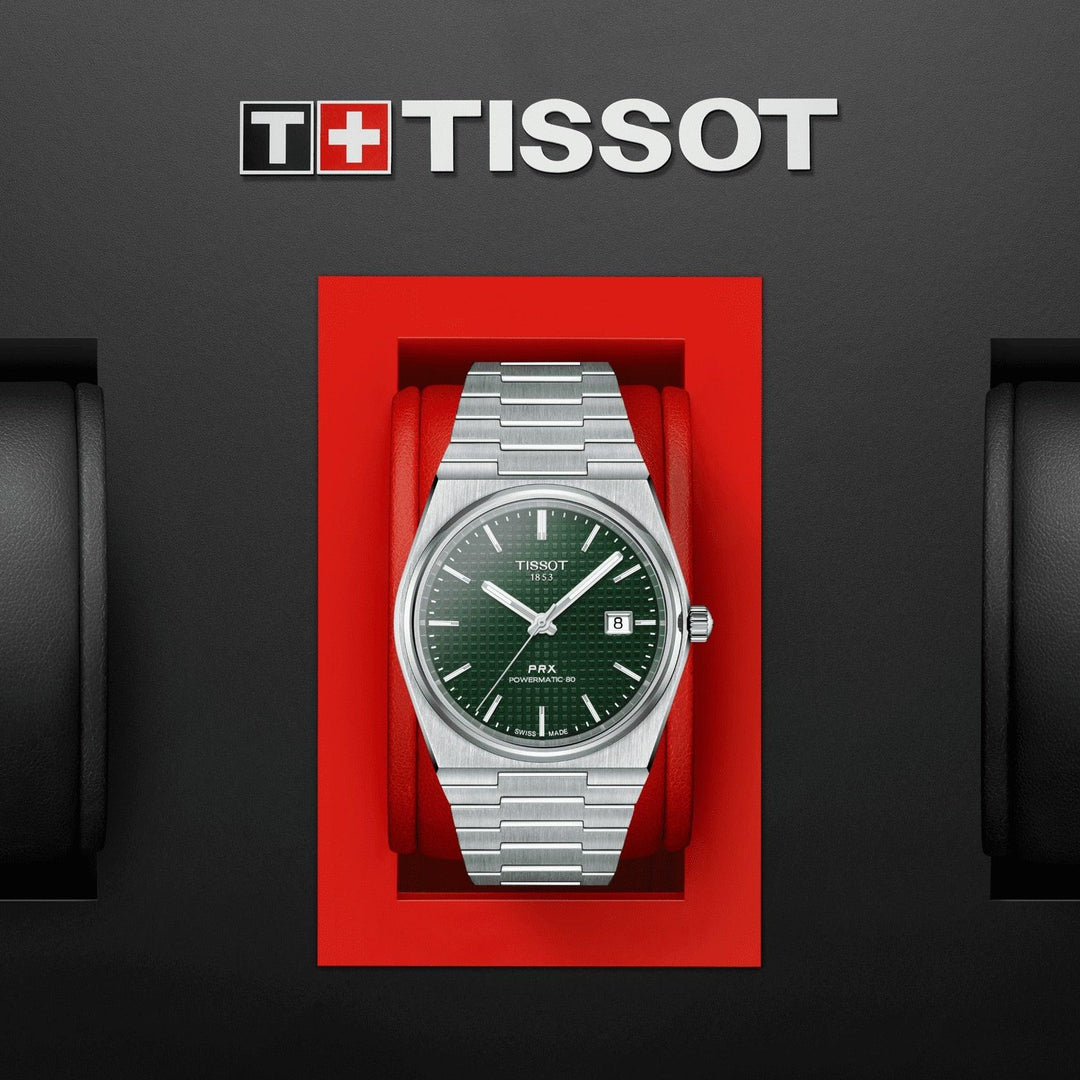 Tissot orologio PRX Powermatic 80 40mm verde automatico acciaio T137.407.11.091.00 - Capodagli 1937