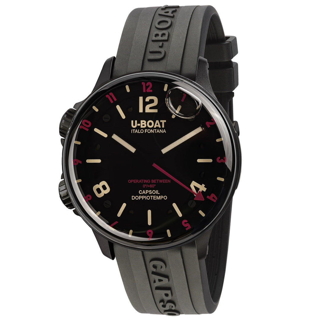 U-BOAT orologio Capsoil Doppiotempo DLC Red Rehaut 45 mm nero acciaio 8841/A - Capodagli 1937