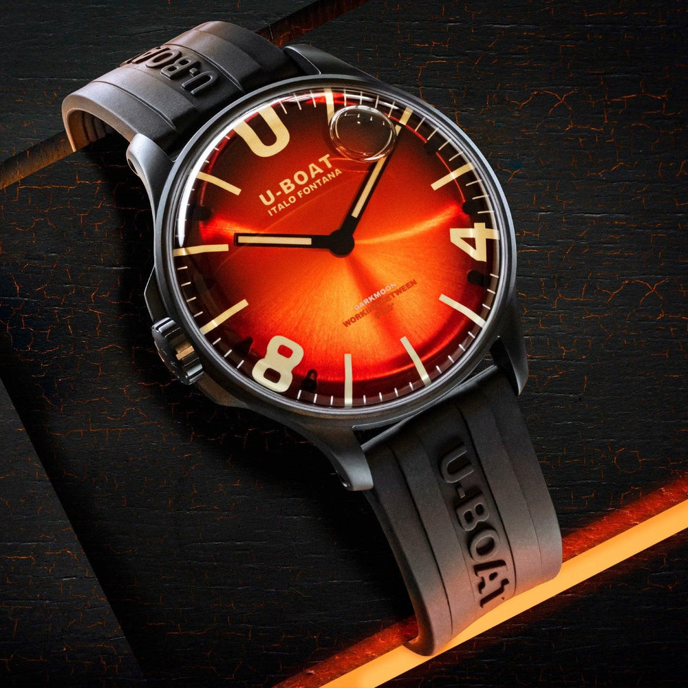 U-BOAT orologio Darkmoon Red IPB Soleil 44mm rosso quarzo acciaio finitura IP Black 8697/B - Capodagli 1937