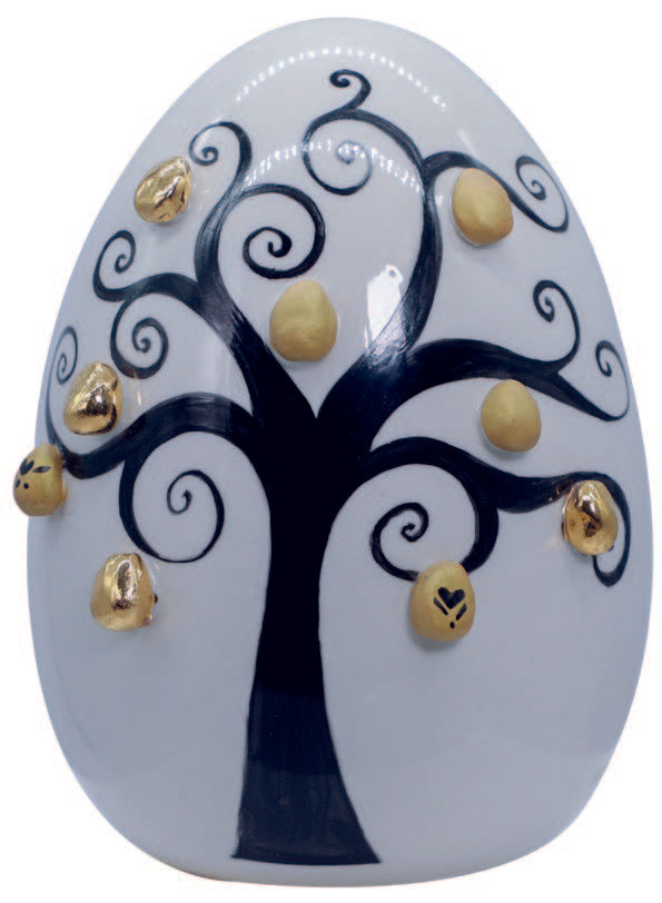 SBordone Egg Tree of Life Ø10cm H.14cm Porselein gemaakt in Italië UO55/2
