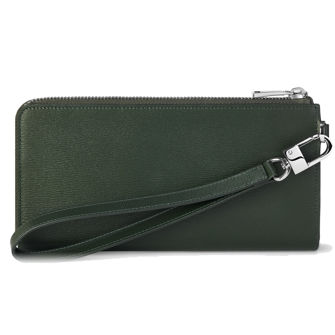 Montblanc Lange portemonnee 12 Meisterstück 4810 Deep Forest Green Compartments met zip en verwijderbare polsband 129249